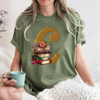 Pagewings Book Letter C Unisex Washed T-shirt