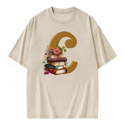 Pagewings Book Letter C Unisex Washed T-shirt