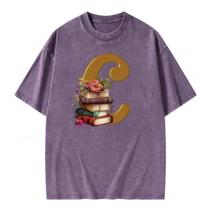 Pagewings Book Letter C Unisex Washed T-shirt