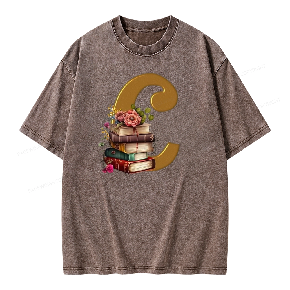 Pagewings Book Letter C Unisex Washed T-shirt