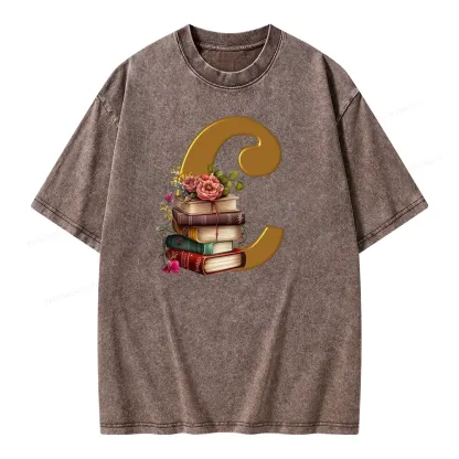 Pagewings Book Letter C Unisex Washed T-shirt