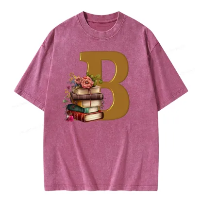Pagewings Book Letter B Unisex Washed T-shirt