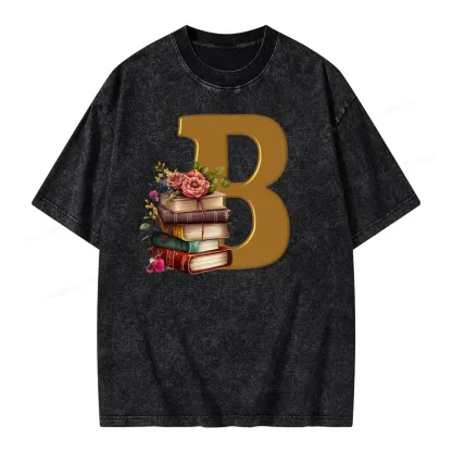Pagewings Book Letter B Unisex Washed T-shirt