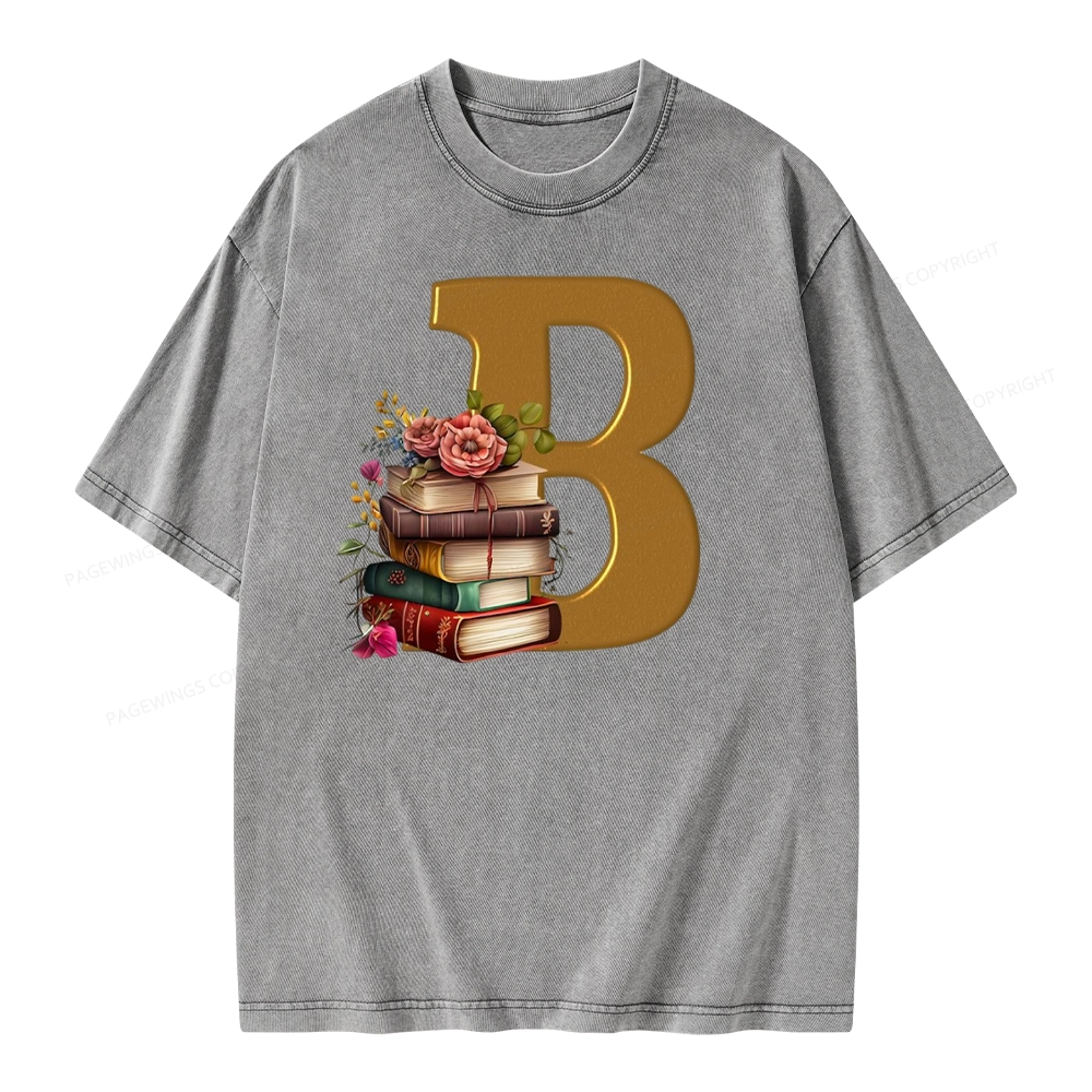 Pagewings Book Letter B Unisex Washed T-shirt