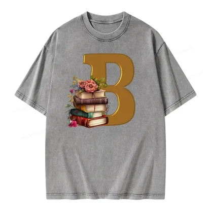 Pagewings Book Letter B Unisex Washed T-shirt