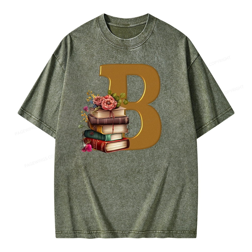 Pagewings Book Letter B Unisex Washed T-shirt
