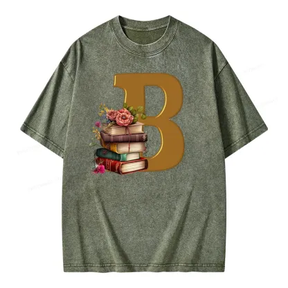 Pagewings Book Letter B Unisex Washed T-shirt