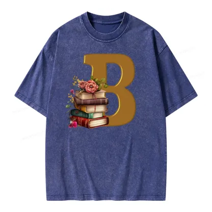 Pagewings Book Letter B Unisex Washed T-shirt