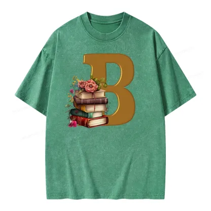 Pagewings Book Letter B Unisex Washed T-shirt