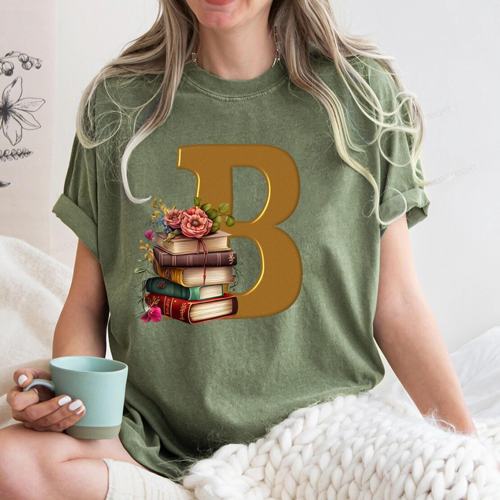Pagewings Book Letter B Unisex Washed T-shirt