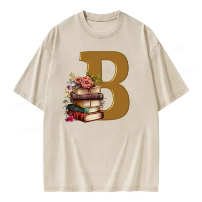 Pagewings Book Letter B Unisex Washed T-shirt