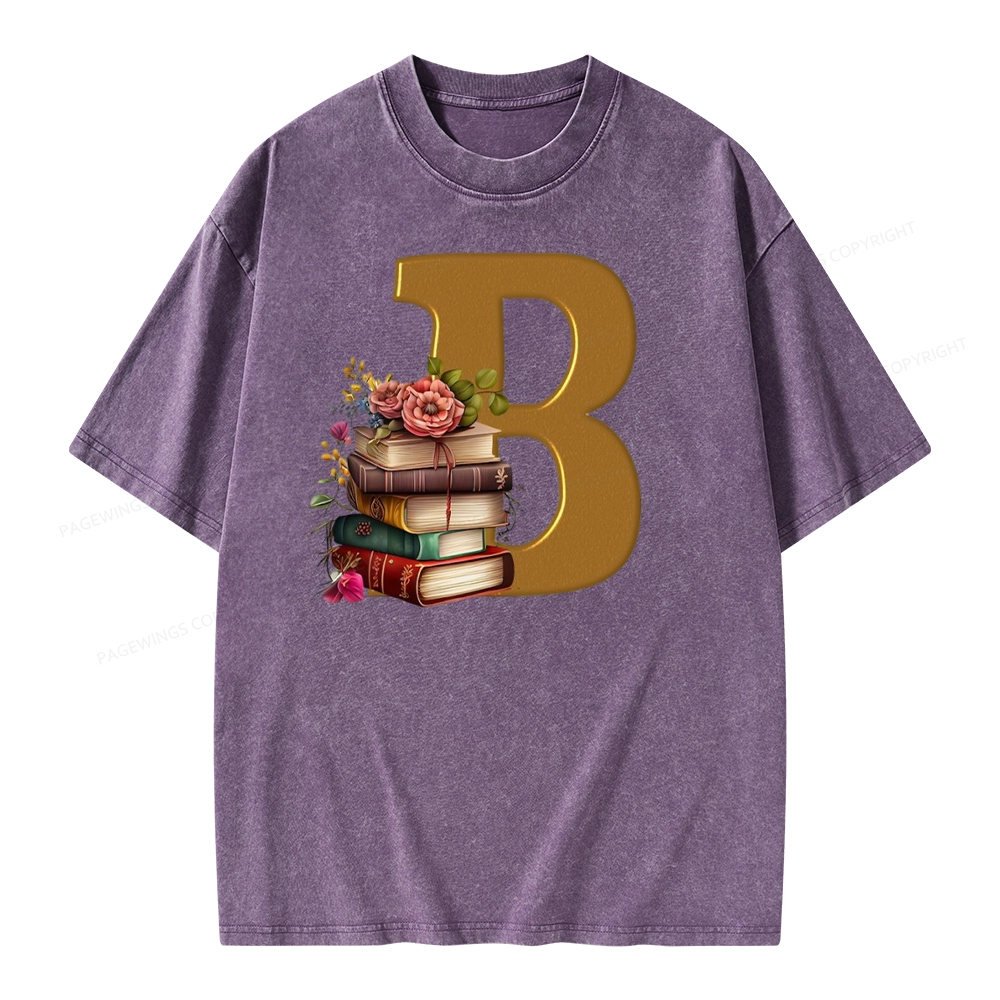 Pagewings Book Letter B Unisex Washed T-shirt