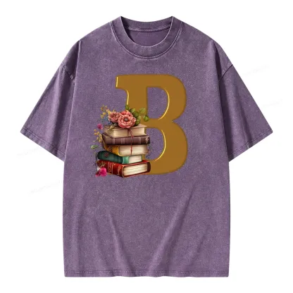 Pagewings Book Letter B Unisex Washed T-shirt