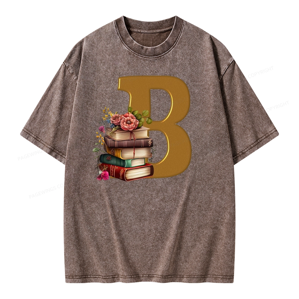 Pagewings Book Letter B Unisex Washed T-shirt