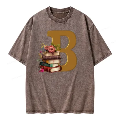 Pagewings Book Letter B Unisex Washed T-shirt