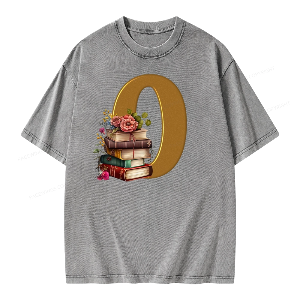 Pagewings Book Letter O Unisex Washed T-shirt