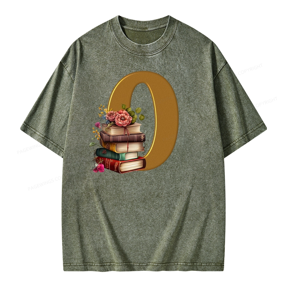 Pagewings Book Letter O Unisex Washed T-shirt