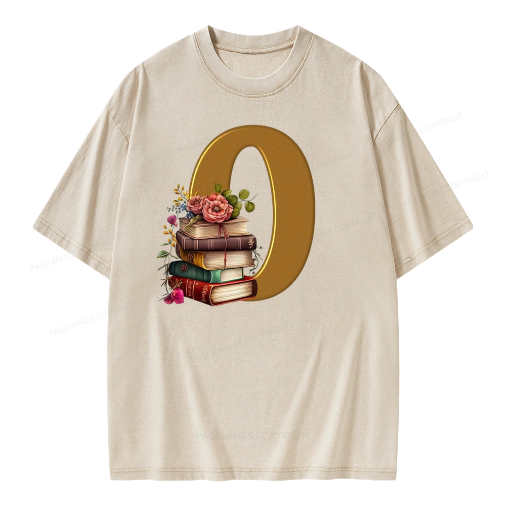 Pagewings Book Letter O Unisex Washed T-shirt