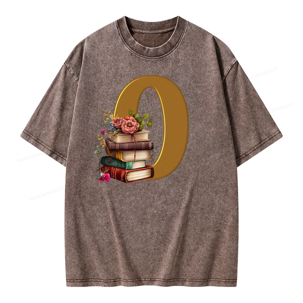 Pagewings Book Letter O Unisex Washed T-shirt