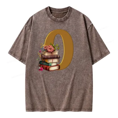 Pagewings Book Letter O Unisex Washed T-shirt