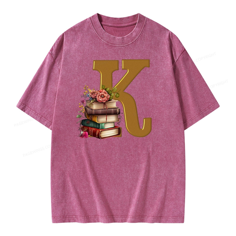 Pagewings Book Letter K Unisex Washed T-shirt