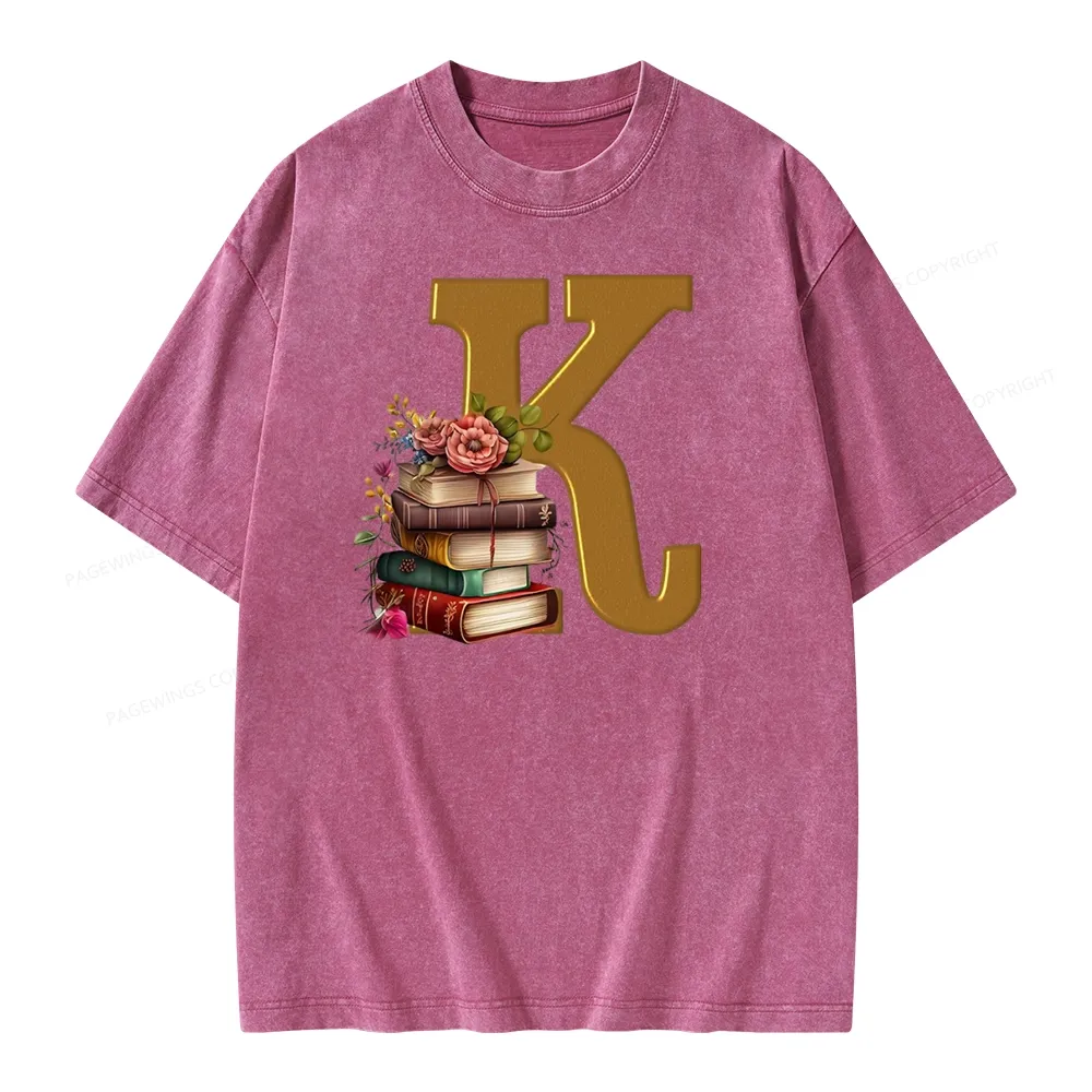 Pagewings Book Letter K Unisex Washed T-shirt