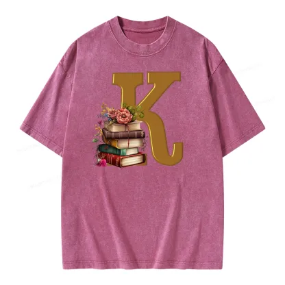 Pagewings Book Letter K Unisex Washed T-shirt