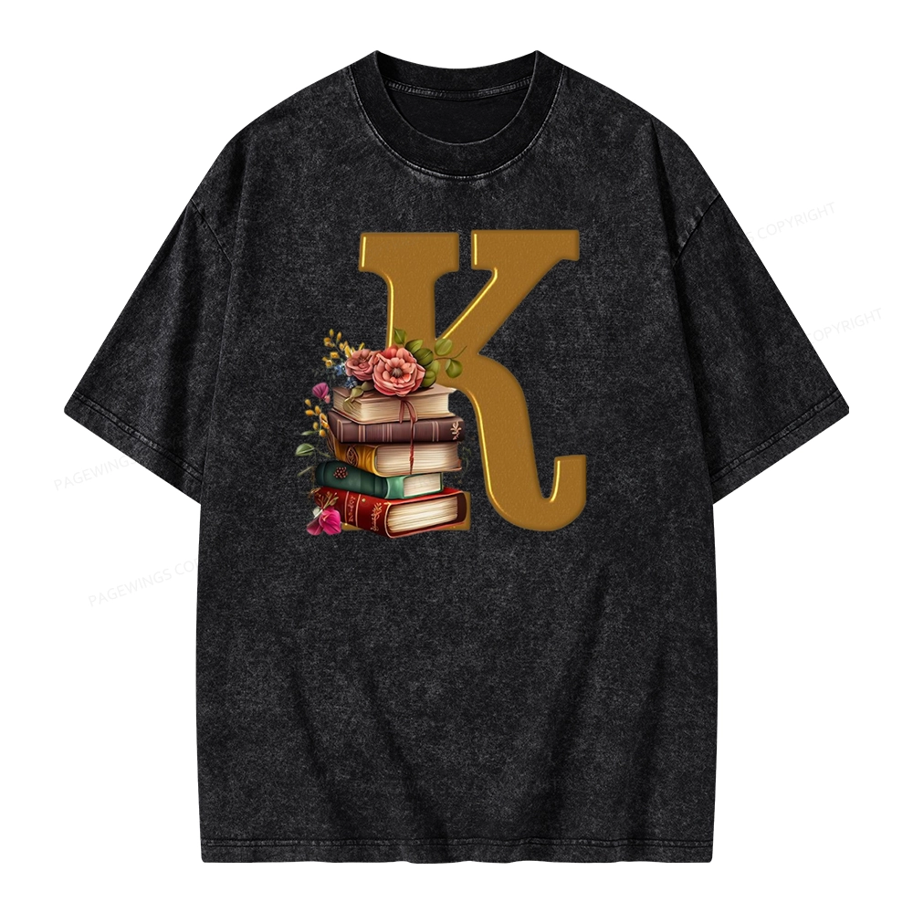Pagewings Book Letter K Unisex Washed T-shirt