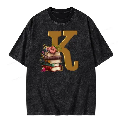 Pagewings Book Letter K Unisex Washed T-shirt