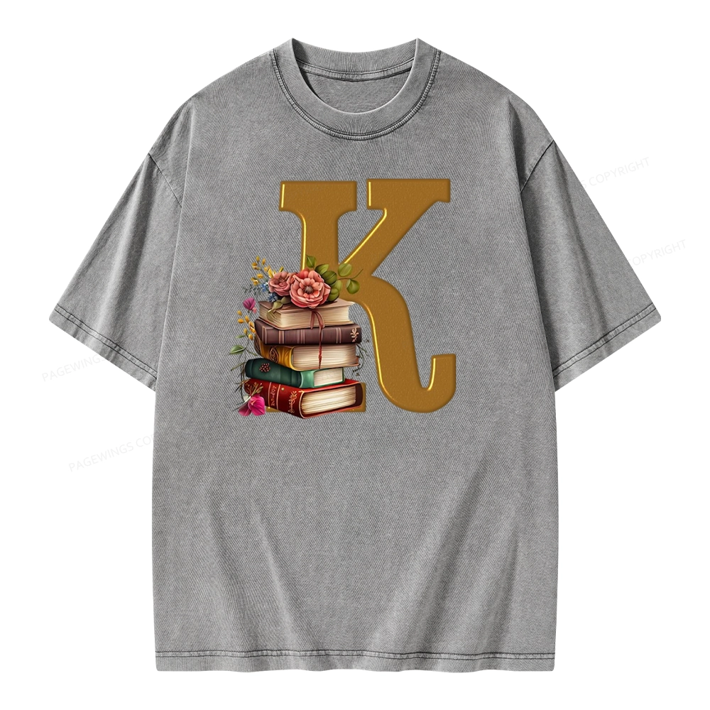 Pagewings Book Letter K Unisex Washed T-shirt