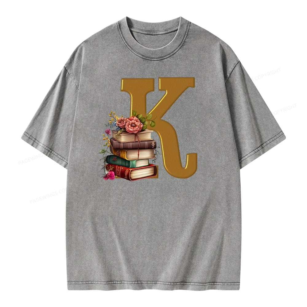 Pagewings Book Letter K Unisex Washed T-shirt
