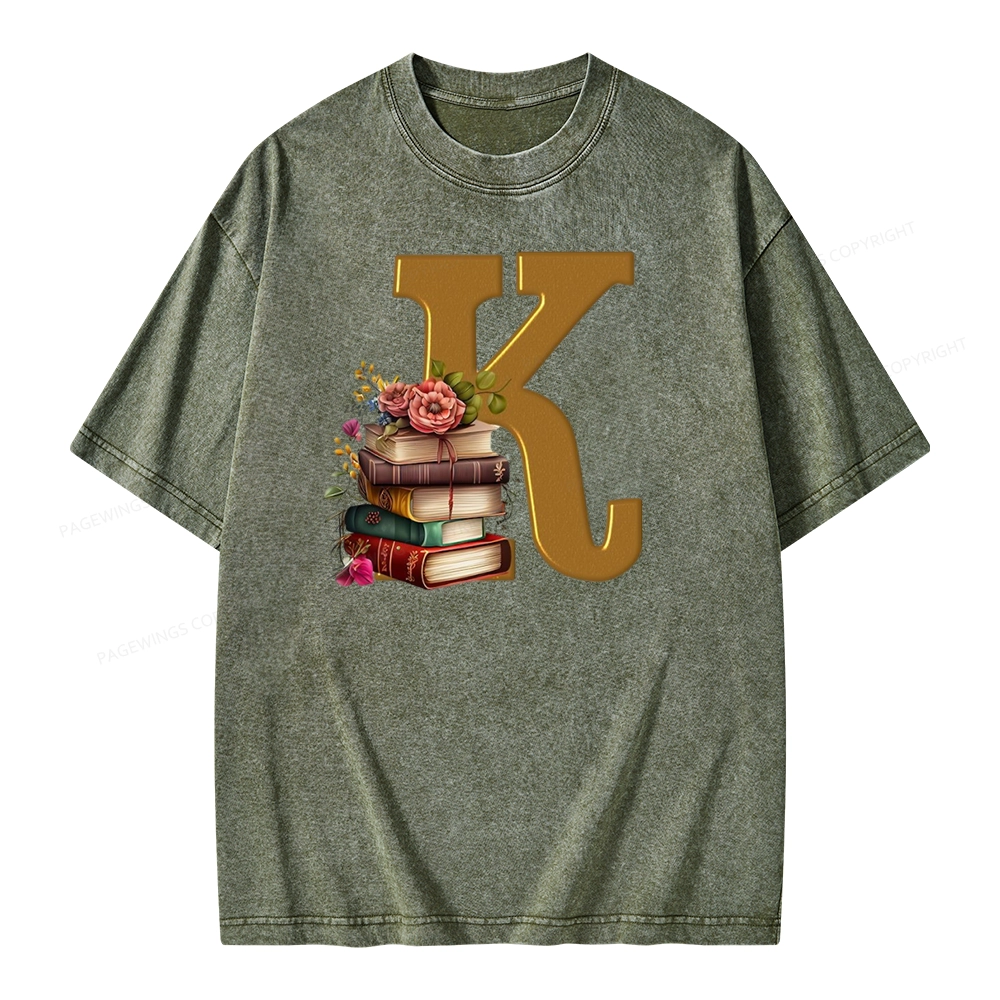 Pagewings Book Letter K Unisex Washed T-shirt