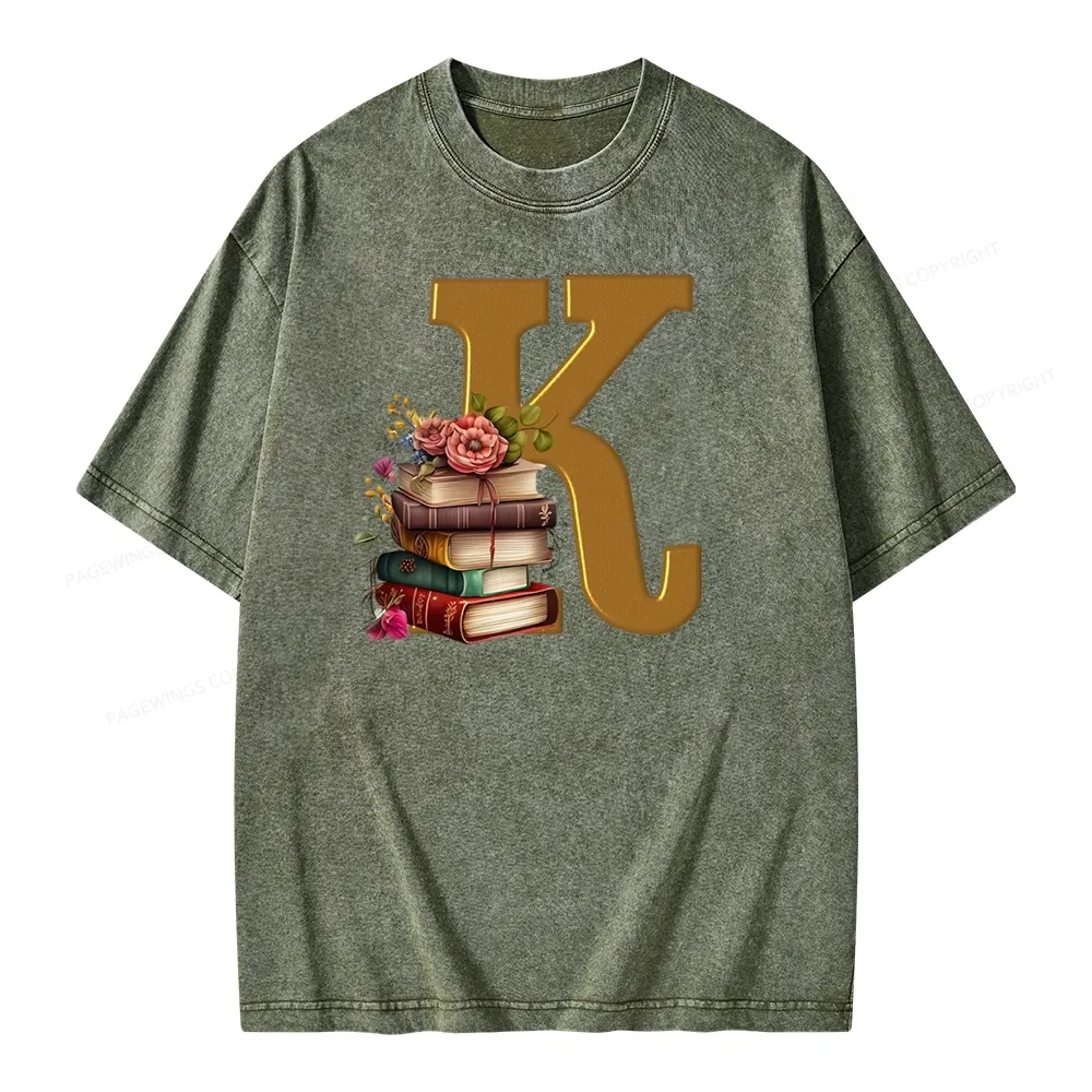 Pagewings Book Letter K Unisex Washed T-shirt