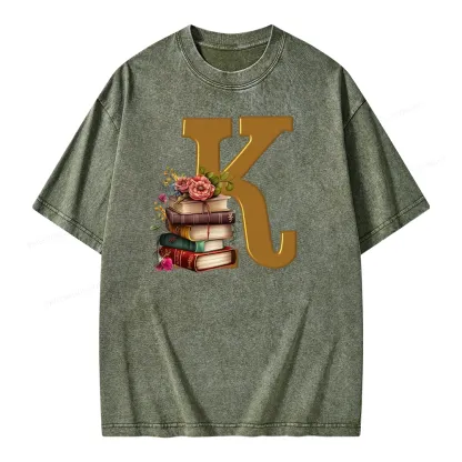 Pagewings Book Letter K Unisex Washed T-shirt
