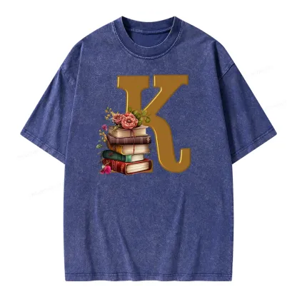Pagewings Book Letter K Unisex Washed T-shirt