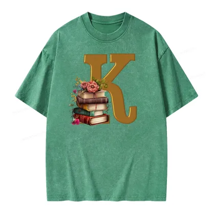 Pagewings Book Letter K Unisex Washed T-shirt