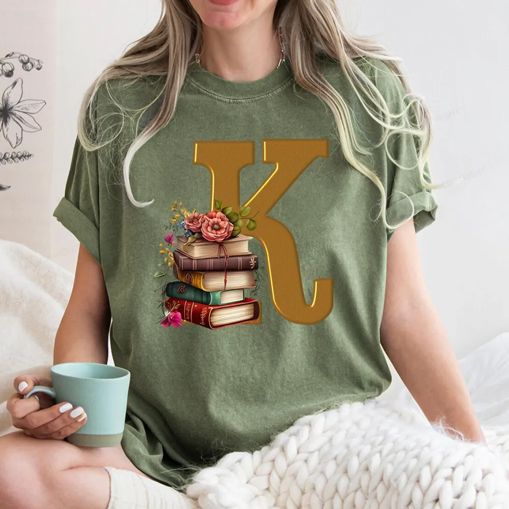 Pagewings Book Letter K Unisex Washed T-shirt