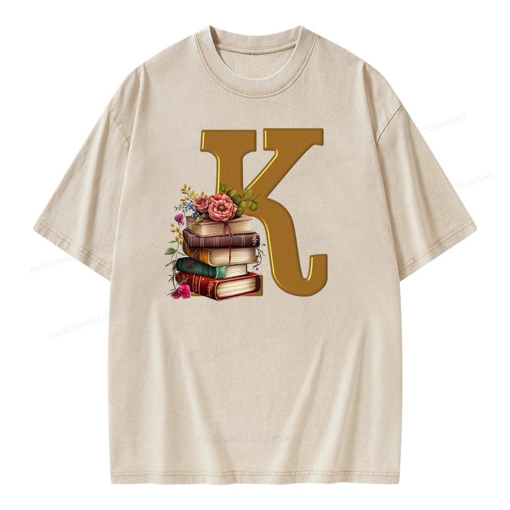 Pagewings Book Letter K Unisex Washed T-shirt