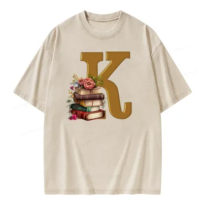Pagewings Book Letter K Unisex Washed T-shirt