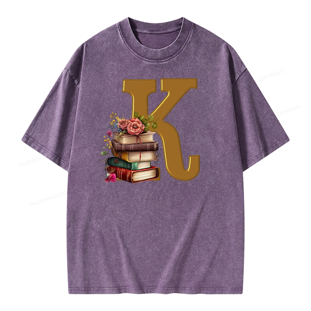 Pagewings Book Letter K Unisex Washed T-shirt