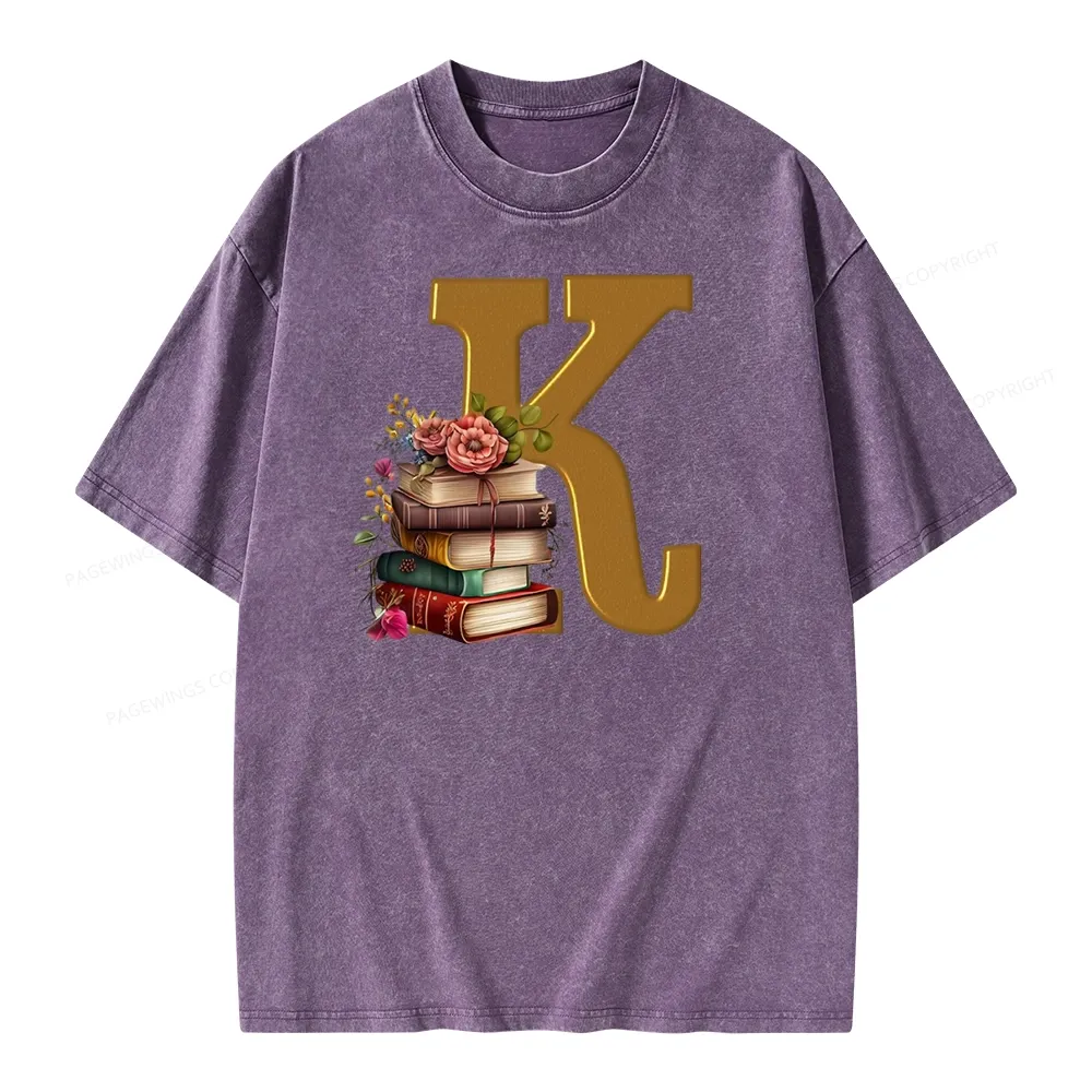 Pagewings Book Letter K Unisex Washed T-shirt
