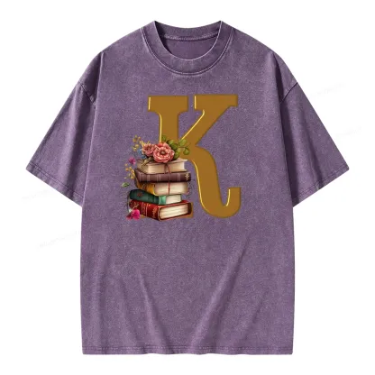 Pagewings Book Letter K Unisex Washed T-shirt