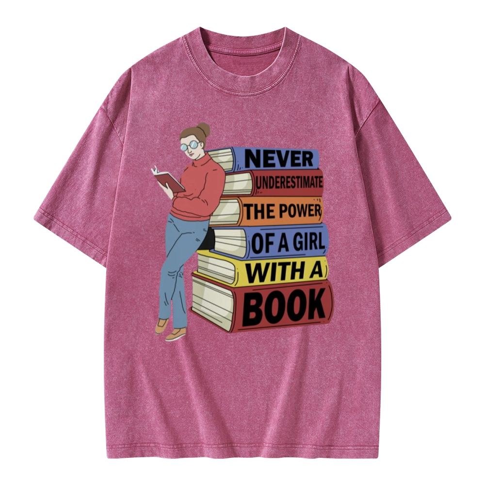 Pagewings Power Of A Girl With A Book Unisex Washed T-shirt