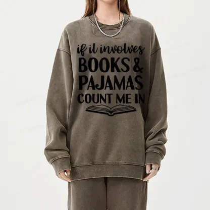 Pagewings Books And Pajamas Unisex Washed Sweatshirt