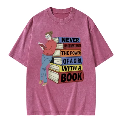 Pagewings Power Of A Girl With A Book Unisex Washed T-shirt