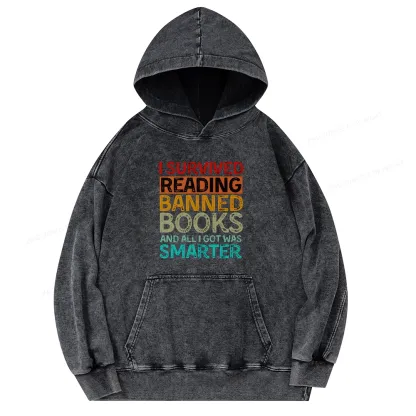 Pagewings I Survived Reading Banned Books And All I Got Was Smarter Unisex Washed Hoodie