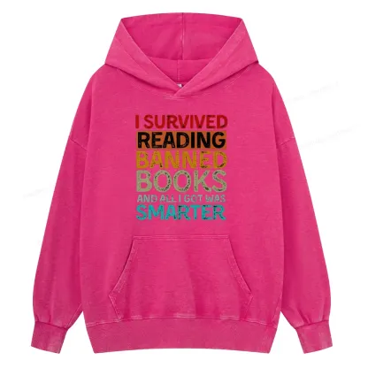 Pagewings I Survived Reading Banned Books And All I Got Was Smarter Unisex Washed Hoodie