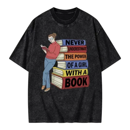 Pagewings Power Of A Girl With A Book Unisex Washed T-shirt