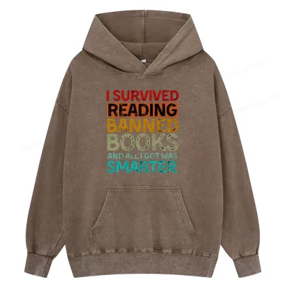 Pagewings I Survived Reading Banned Books And All I Got Was Smarter Unisex Washed Hoodie
