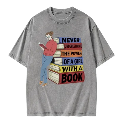 Pagewings Power Of A Girl With A Book Unisex Washed T-shirt